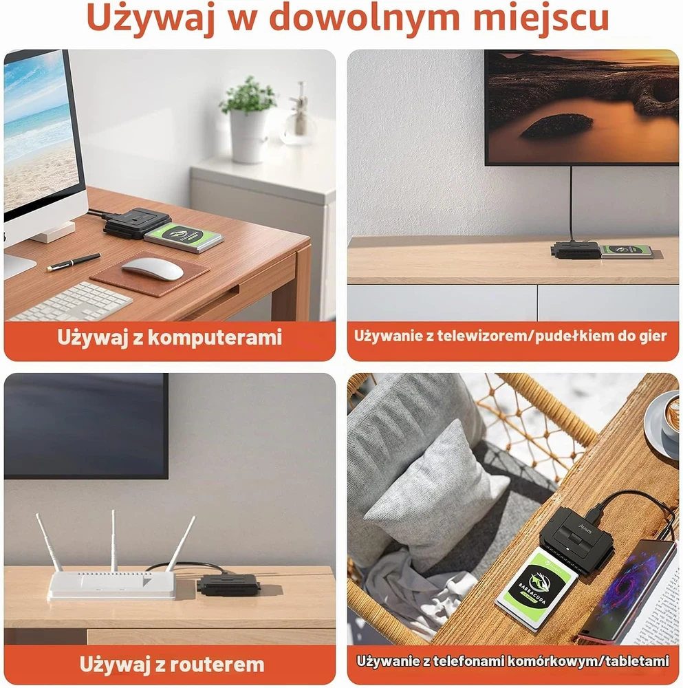 Alxum SATA ir IDE diskų keitiklis į USB-C su 12 V/2 A maitinimo šaltiniu Y-3322C