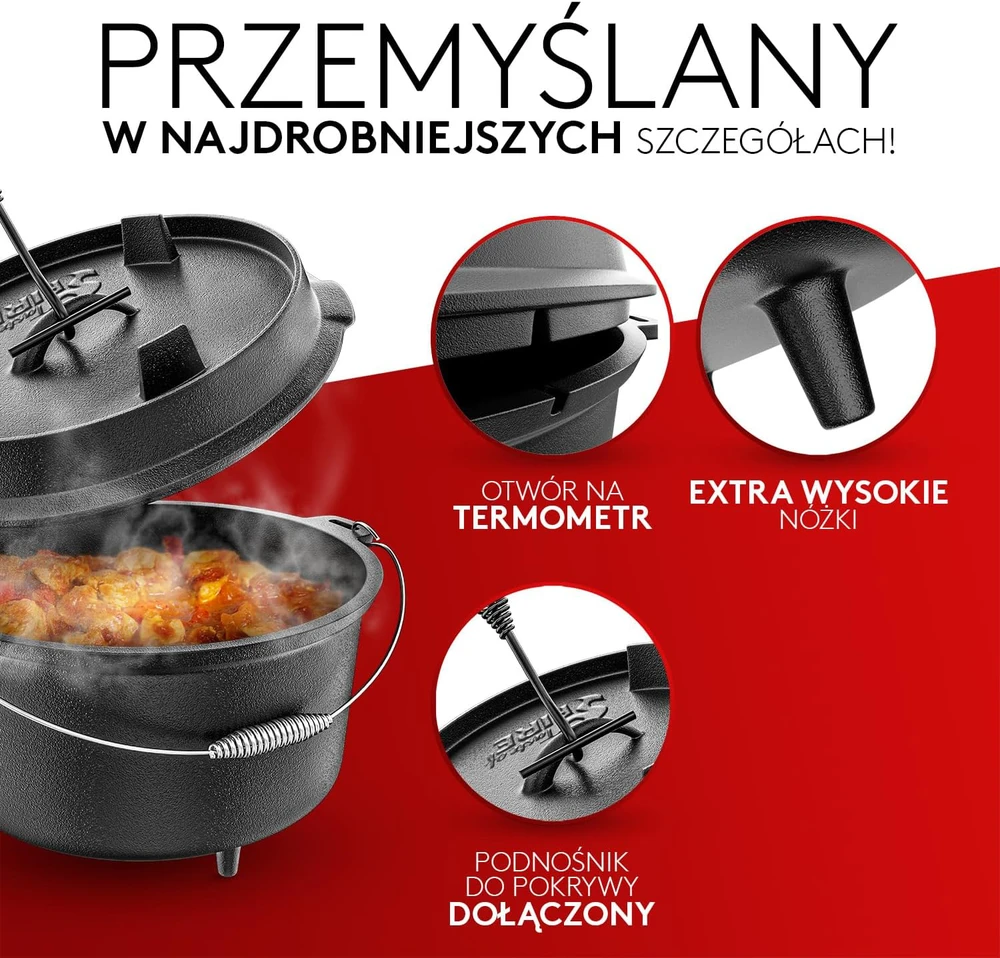 Amandi ketaus puodo rinkinys olandiškas puodas 7,4 l su kojelėmis ir 1,8 l dangčiu keptuve Bl002