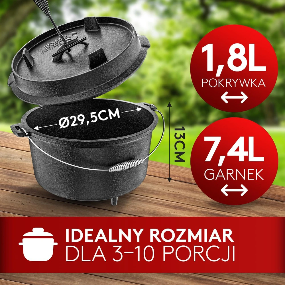 Amandi ketaus puodo rinkinys olandiškas puodas 7,4 l su kojelėmis ir 1,8 l dangčiu keptuve Bl002