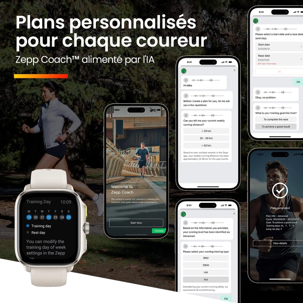 Amazfit Cheetah Square išmanusis laikrodis bėgimui su 1,75 colio AMOLED, dvigubu GPS, baltas
