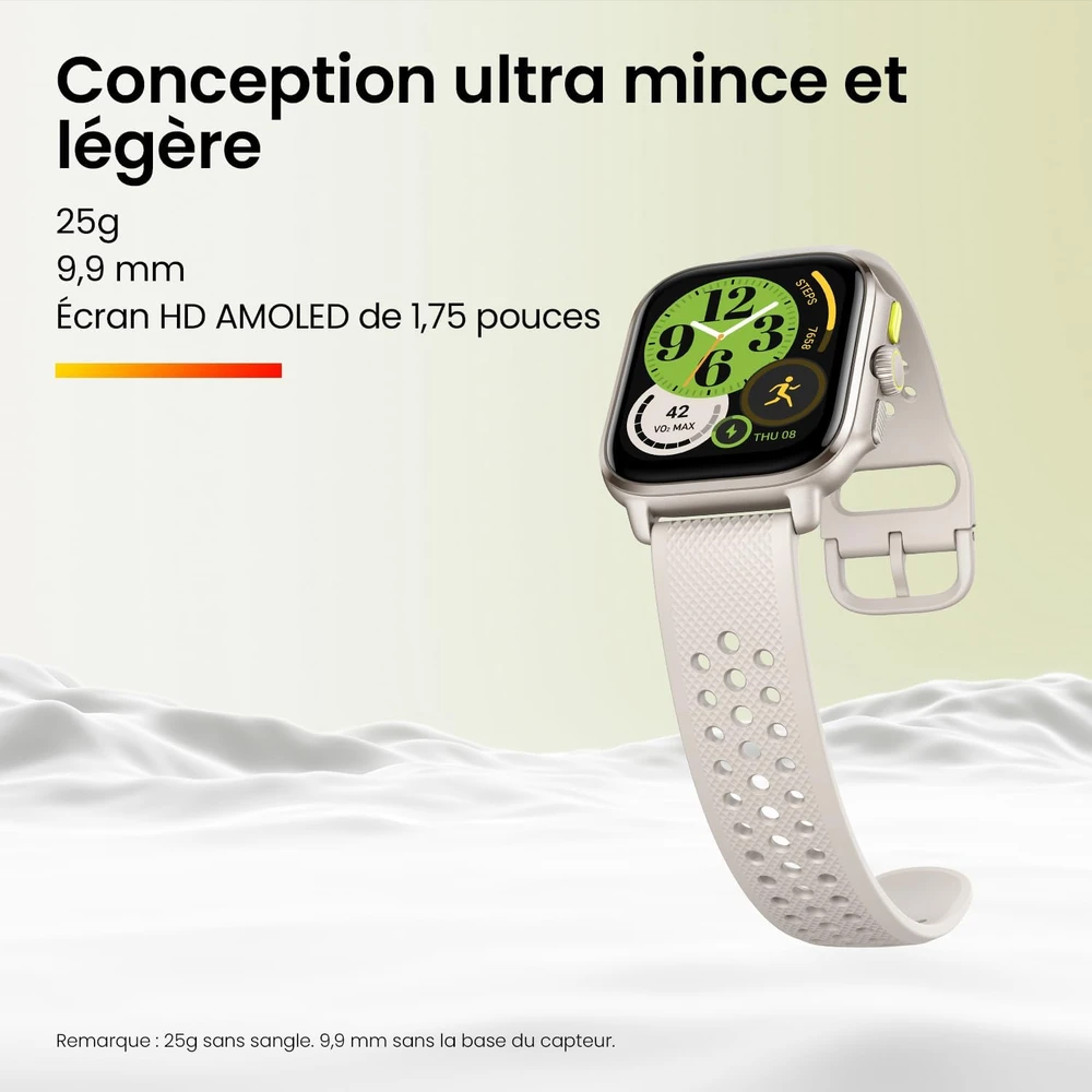 Amazfit Cheetah Square išmanusis laikrodis bėgimui su 1,75 colio AMOLED, dvigubu GPS, baltas