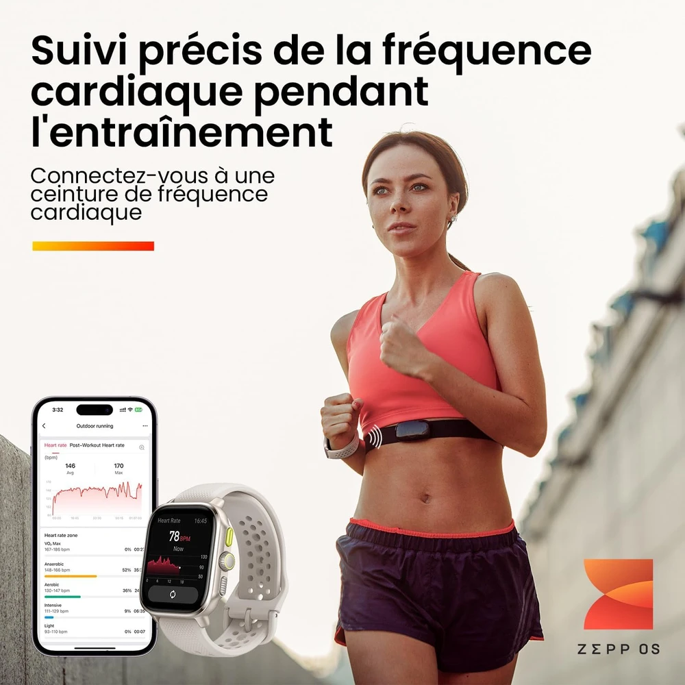 Amazfit Cheetah Square išmanusis laikrodis bėgimui su 1,75 colio AMOLED, dvigubu GPS, baltas