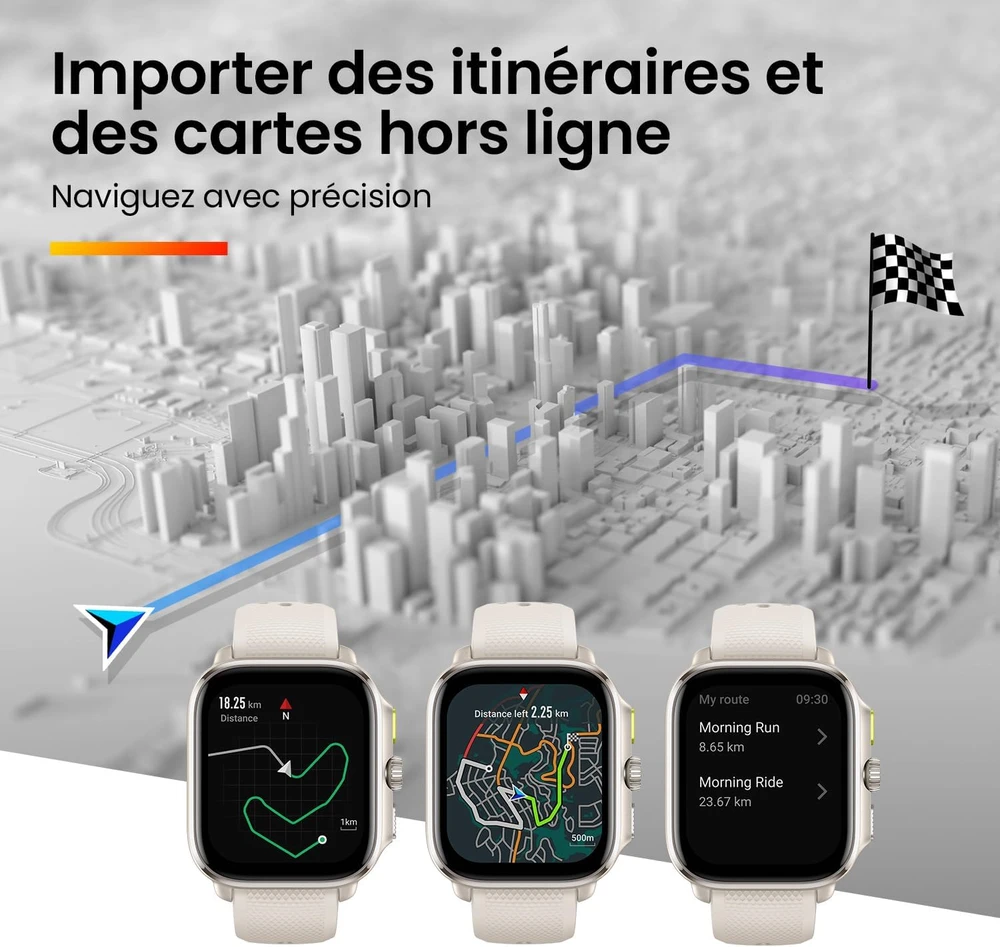 Amazfit Cheetah Square išmanusis laikrodis bėgimui su 1,75 colio AMOLED, dvigubu GPS, baltas