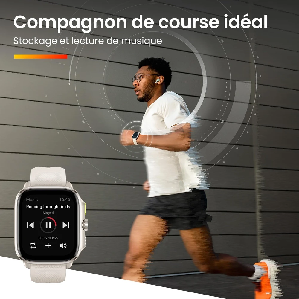 Amazfit Cheetah Square išmanusis laikrodis bėgimui su 1,75 colio AMOLED, dvigubu GPS, baltas