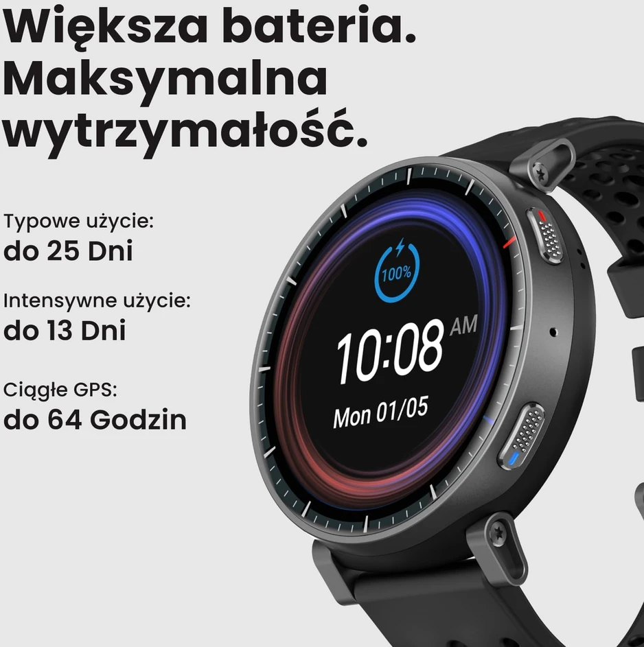 Amazfit išmanusis laikrodis Active maks. 48 mm AMOLED 1,5 colio GPS NFC 4 GB juodas