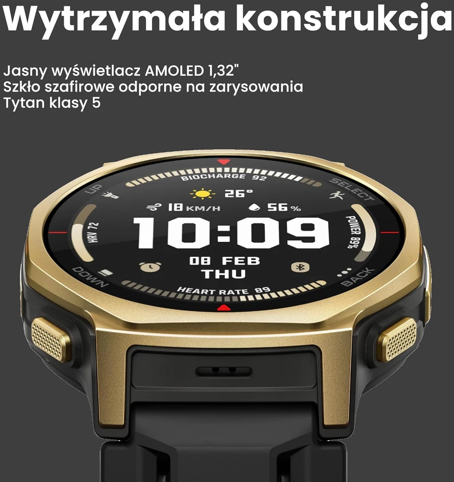 Amazfit T-Rex 3 Pro išmanusis laikrodis 44 mm AMOLED ekranas, GPS, 10 ATM, titano rėmelis