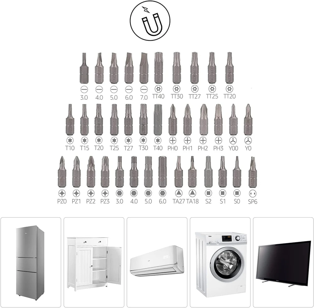 Amazon Basics 73 dalių magnetinis reketinių raktų ir precizinių atsuktuvų rinkinys DS-AMZ035