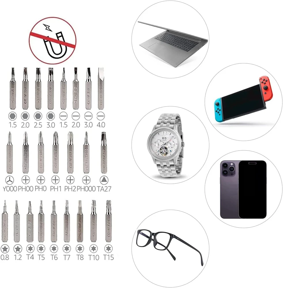 Amazon Basics 73 dalių magnetinis reketinių raktų ir precizinių atsuktuvų rinkinys DS-AMZ035