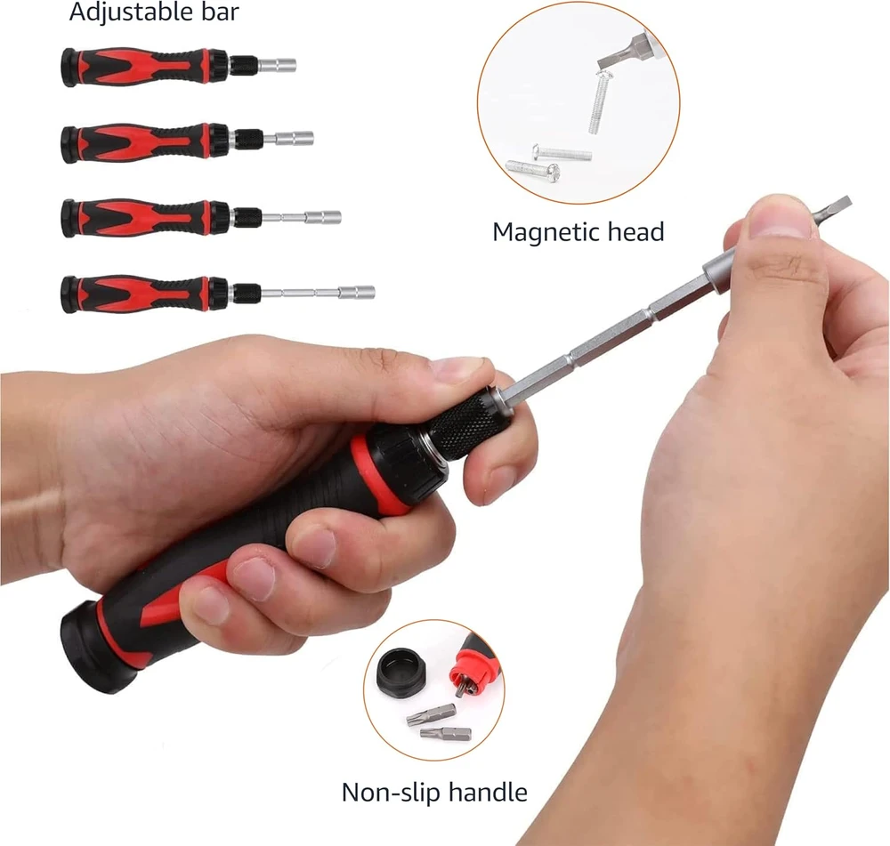 Amazon Basics 73 dalių magnetinis reketinių raktų ir precizinių atsuktuvų rinkinys DS-AMZ035