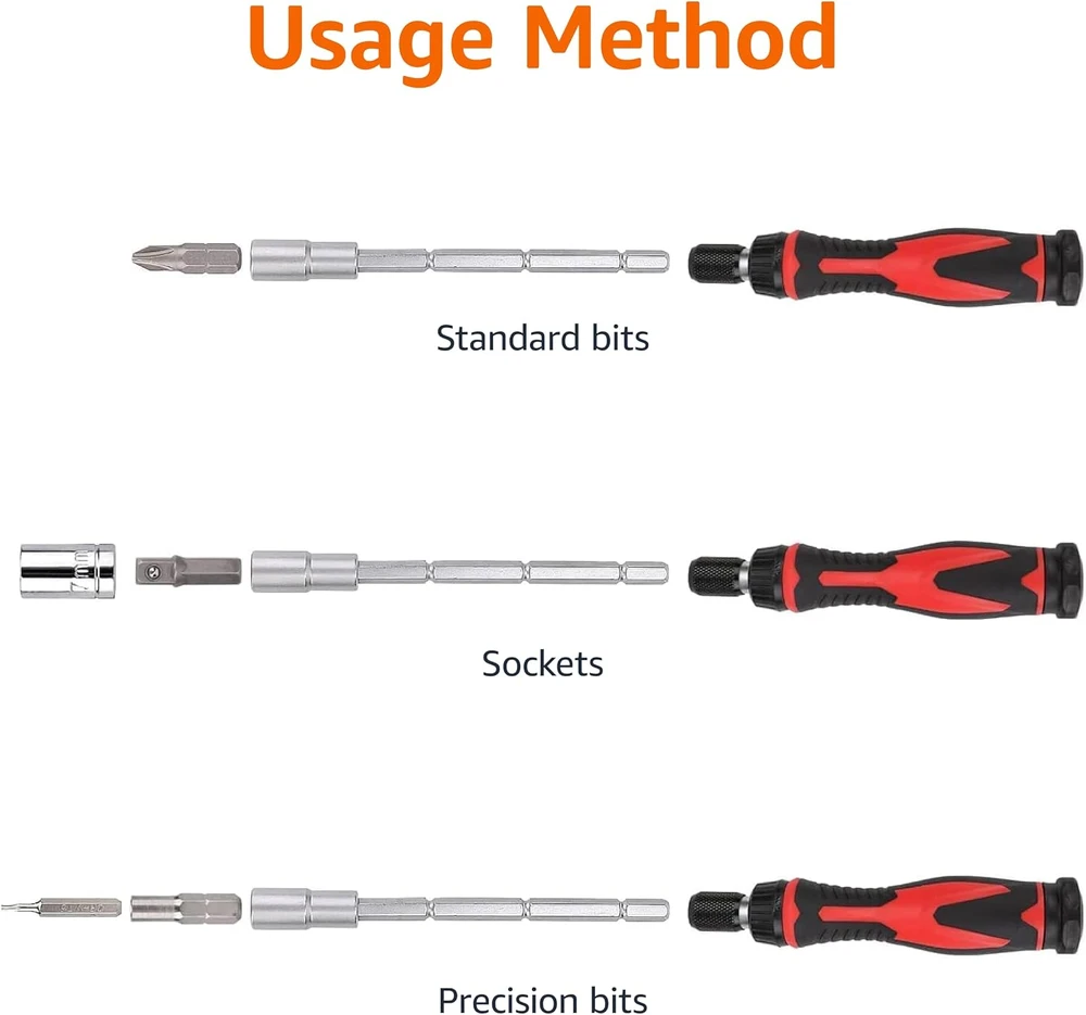 Amazon Basics 73 dalių magnetinis reketinių raktų ir precizinių atsuktuvų rinkinys DS-AMZ035