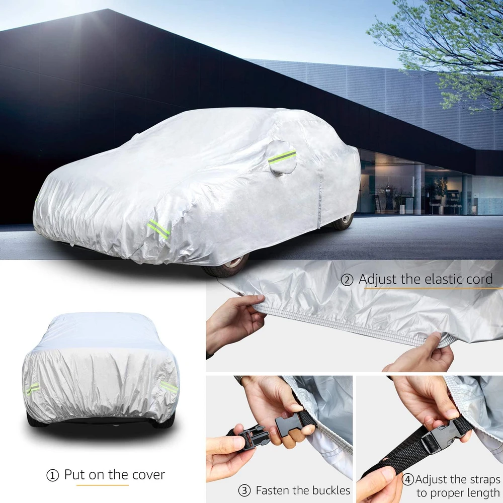 Amazon Basics automobilio uždangalas sedanams iki 480 cm, 150D Oxford, DS-CC08