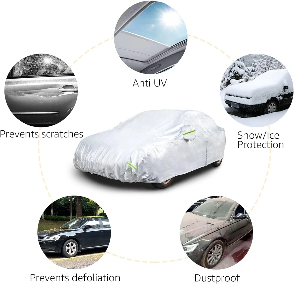 Amazon Basics automobilio uždangalas sedanams iki 480 cm, 150D Oxford, DS-CC08