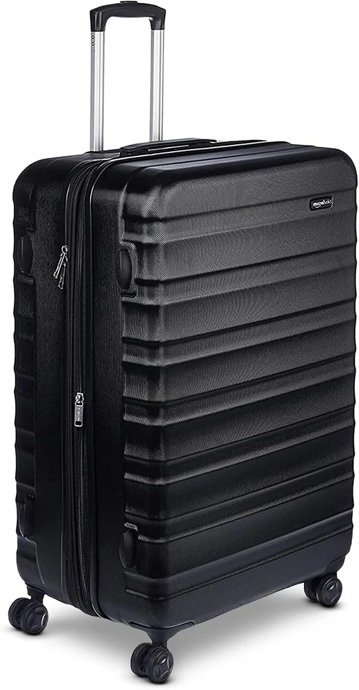 Amazon Basics didelė tvirta lagaminas su ratukais, ABS, išplečiamas, 78 x 52,6 x 32 cm, juodas
