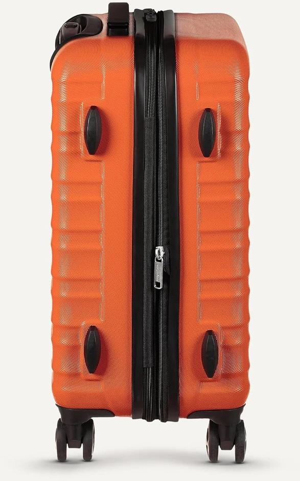 Kelioninis Amazon Basics kietų lagaminų rinkinys, 3 vnt., ABS korpusas, 55 cm, 68 cm, 78 cm, oranžinis