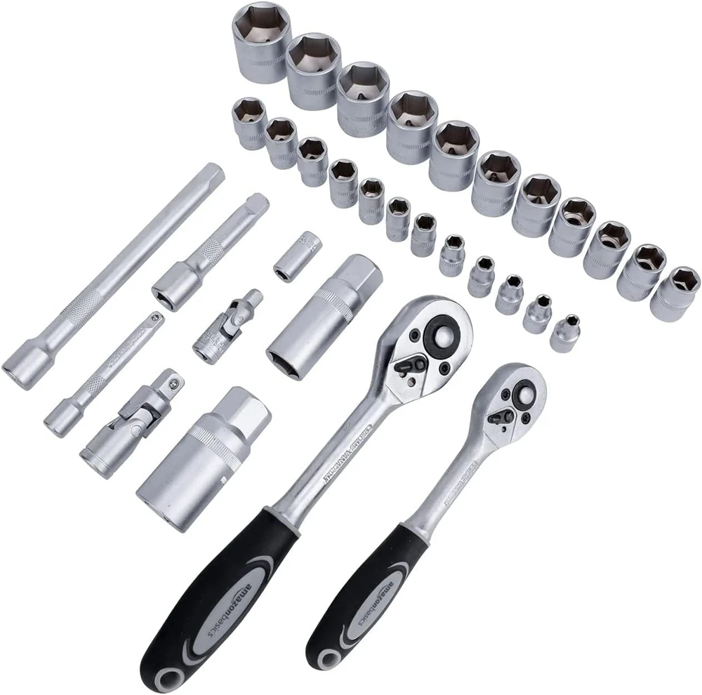 Amazon Basics namų įrankių rinkinys, 65 dalių, plienas, ergonomiška rankena, DS-JYAMZ0006