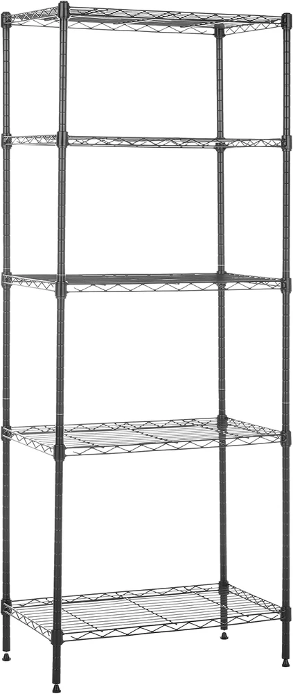 Amazon Basics siaura metalinė lentyna su 5 reguliuojamo aukščio lentynomis, 60,1 x 35,6 x 152,4 cm, be ratukų