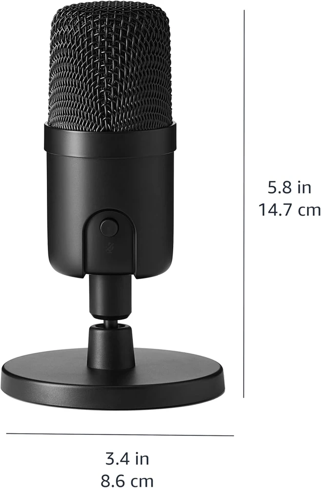 Amazon Basics USB kondensatorinis kardioidinis mikrofonas su 14 mm diafragma, AMZ-S6524A