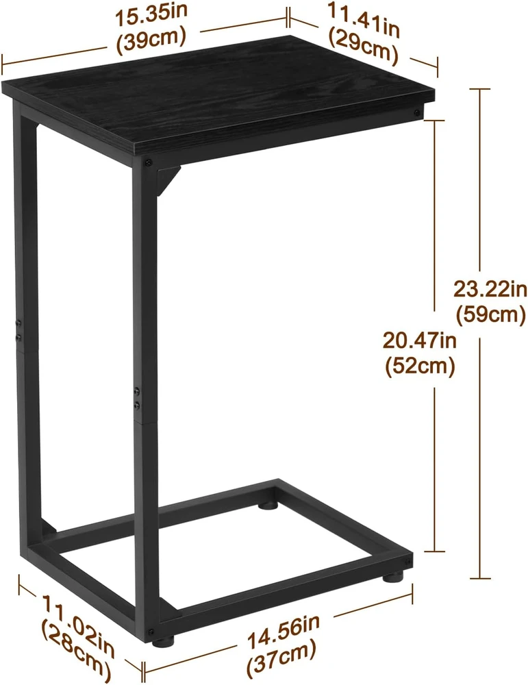AMHANCIBLE šoninis staliukas, juodas metalinis rėmas, C formos, 39 x 29 x 59 cm, EHET02CBK-1