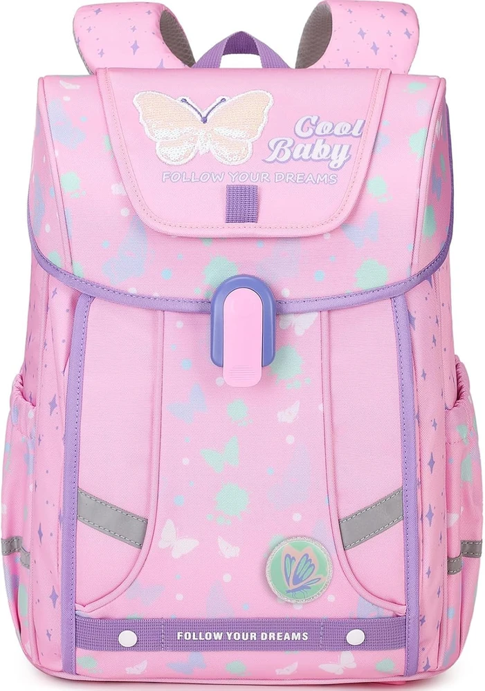 Amythe ergonomiška mokyklinė kuprinė vaikams, vandeniui atspari, 18 l, rožinė, BP120440