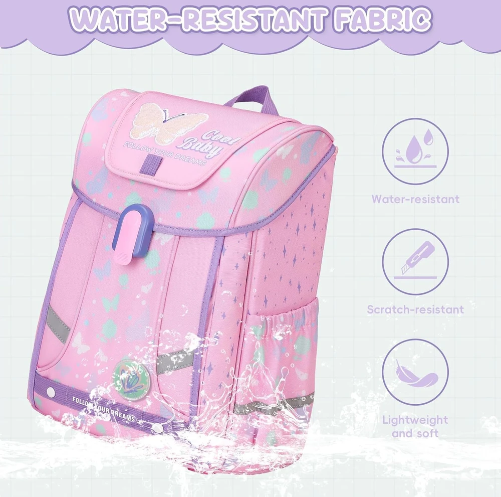 Amythe ergonomiška mokyklinė kuprinė vaikams, vandeniui atspari, 18 l, rožinė, BP120440
