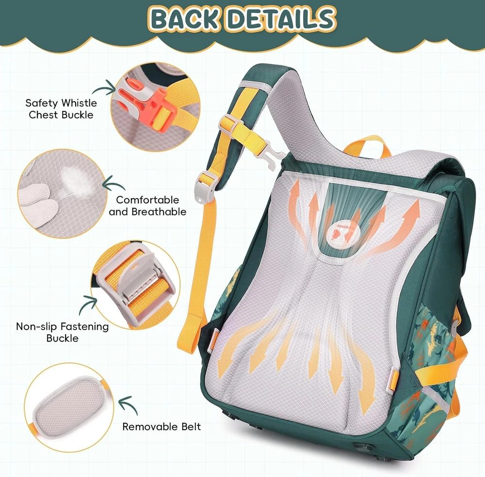 Amythe vaikų ergonominė kuprinė, žalia, 18 l, vandeniui atspari, BP120440 modelis