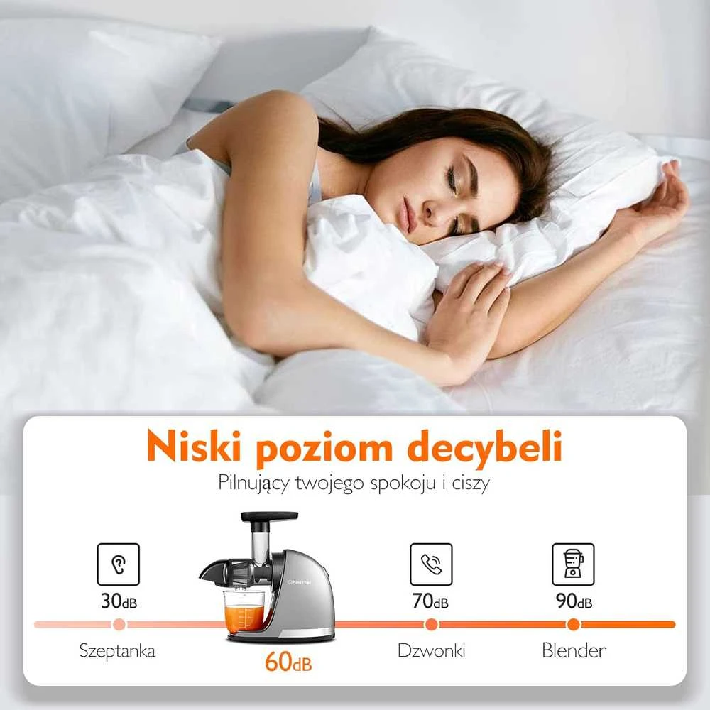 AMZCHEF lėtaeigė sulčiaspaudė 150 W, nerūdijančio plieno, be BPA, pilka, ZM1501