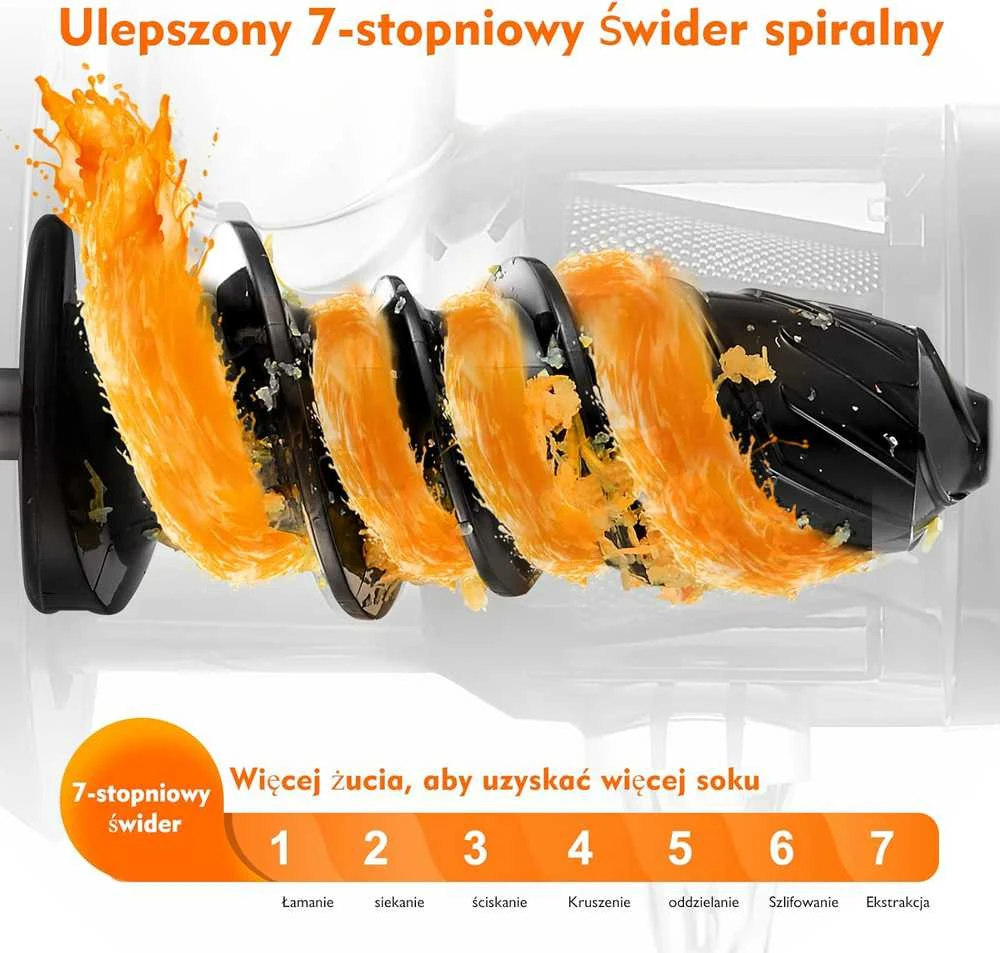AMZCHEF lėtaeigė sulčiaspaudė, 240 W, nerūdijančio plieno korpusas, juoda matinė, ZM1501