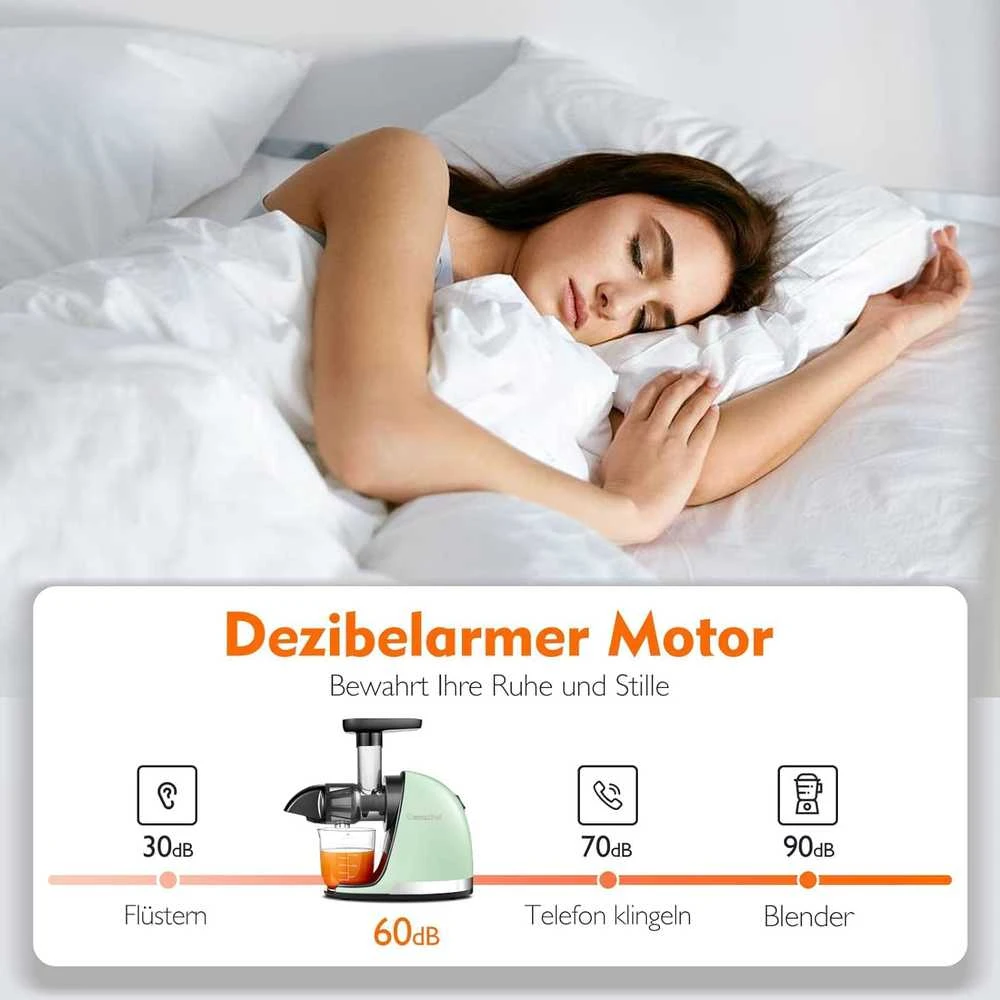 AMZCHEF lėtaeigė vaisių ir daržovių sulčiaspaudė, 150 W, žalia, ZM1501