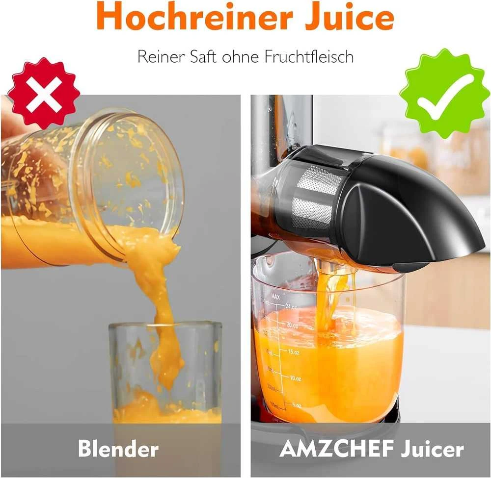 AMZCHEF lėtaeigė vaisių ir daržovių sulčiaspaudė, 150 W, žalia, ZM1501