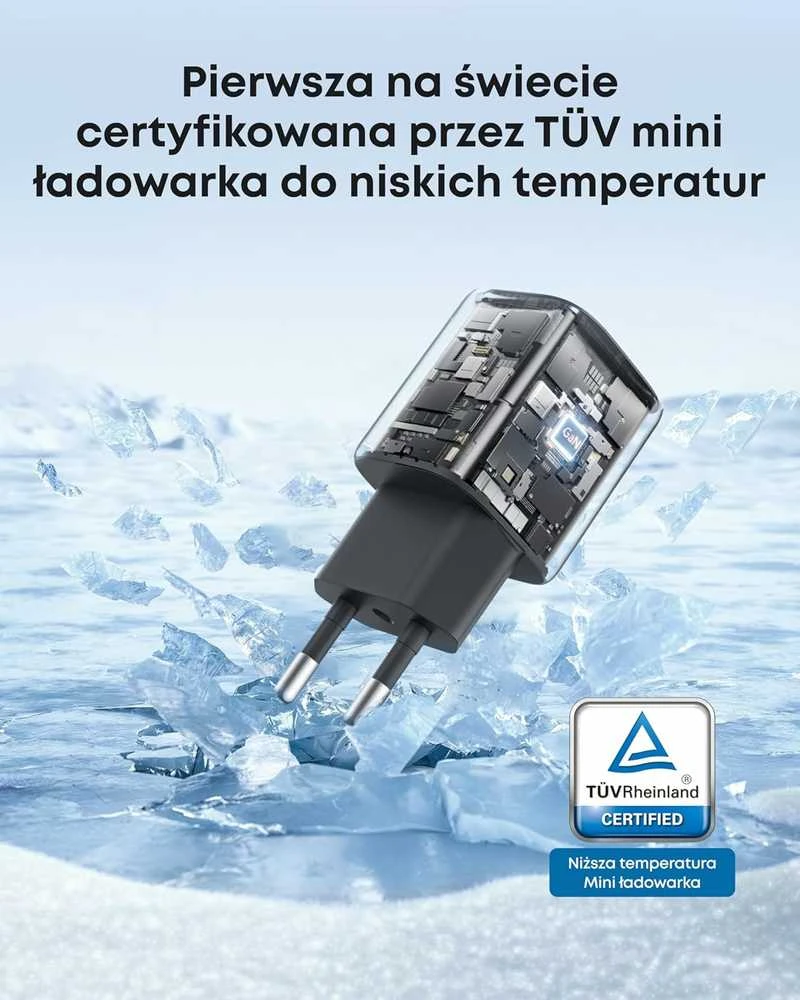 Anker 30 W GaN USB-C sieninis įkroviklis su 0,9 m USB-C laidu, juodas