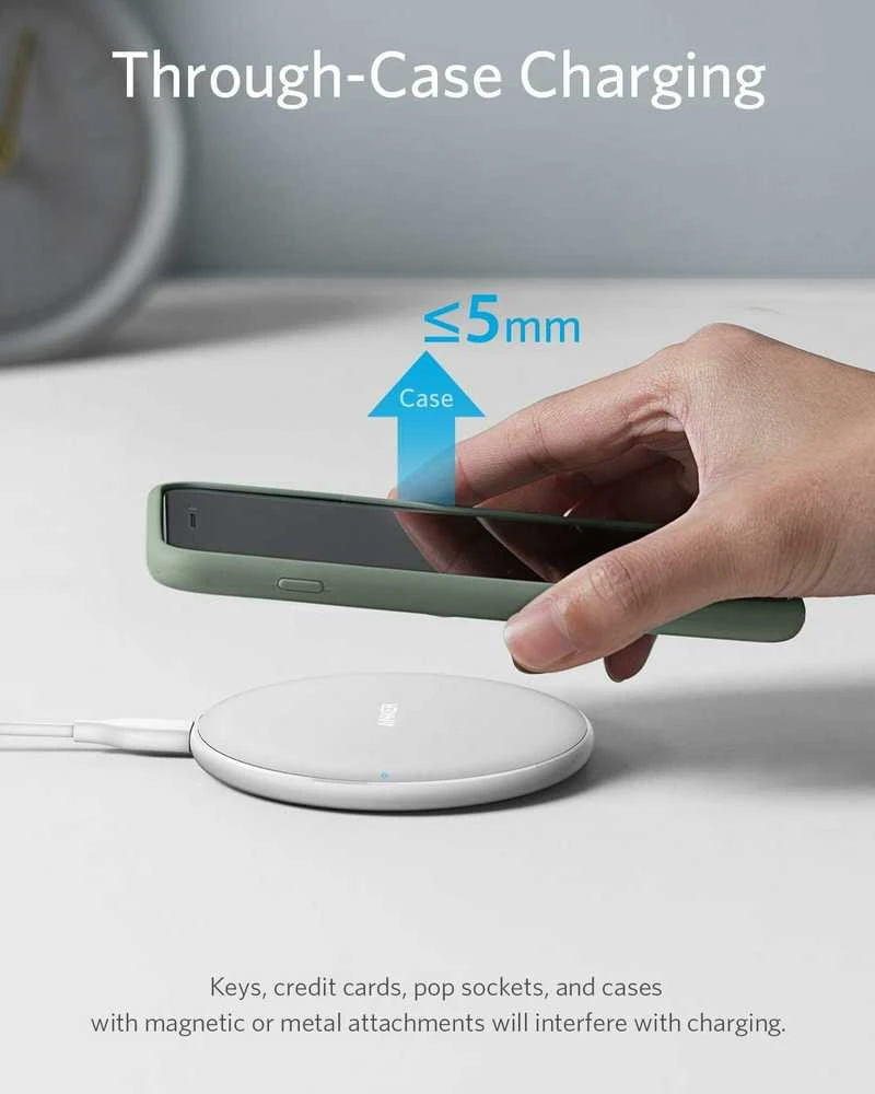 Anker 313 belaidžio įkrovimo padelis PowerWave, 10 W Qi, baltas