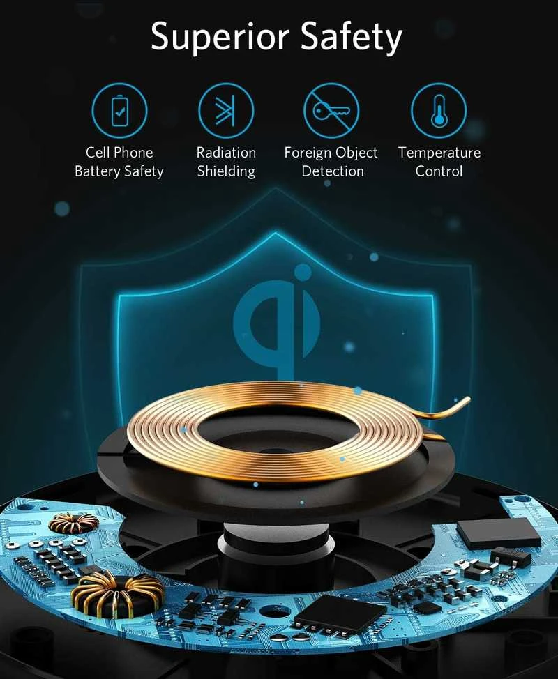 Anker 313 belaidžio įkrovimo padelis PowerWave, 10 W Qi, baltas