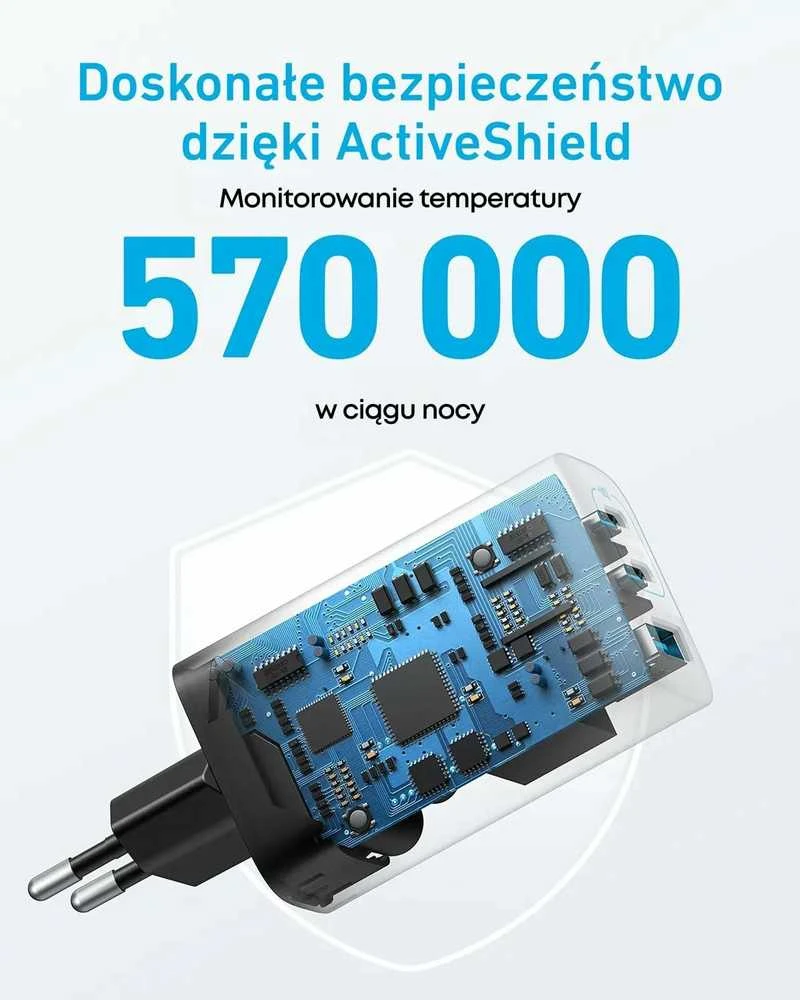 Anker 335 USB-C sieninis įkroviklis 67 W, 3 lizdai (2x USB-C, 1x USB-A) su kabeliu 1,5 m