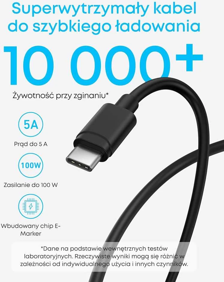 Anker 45 W USB-C sieninis įkroviklis su 1,5 m laidu, juodas