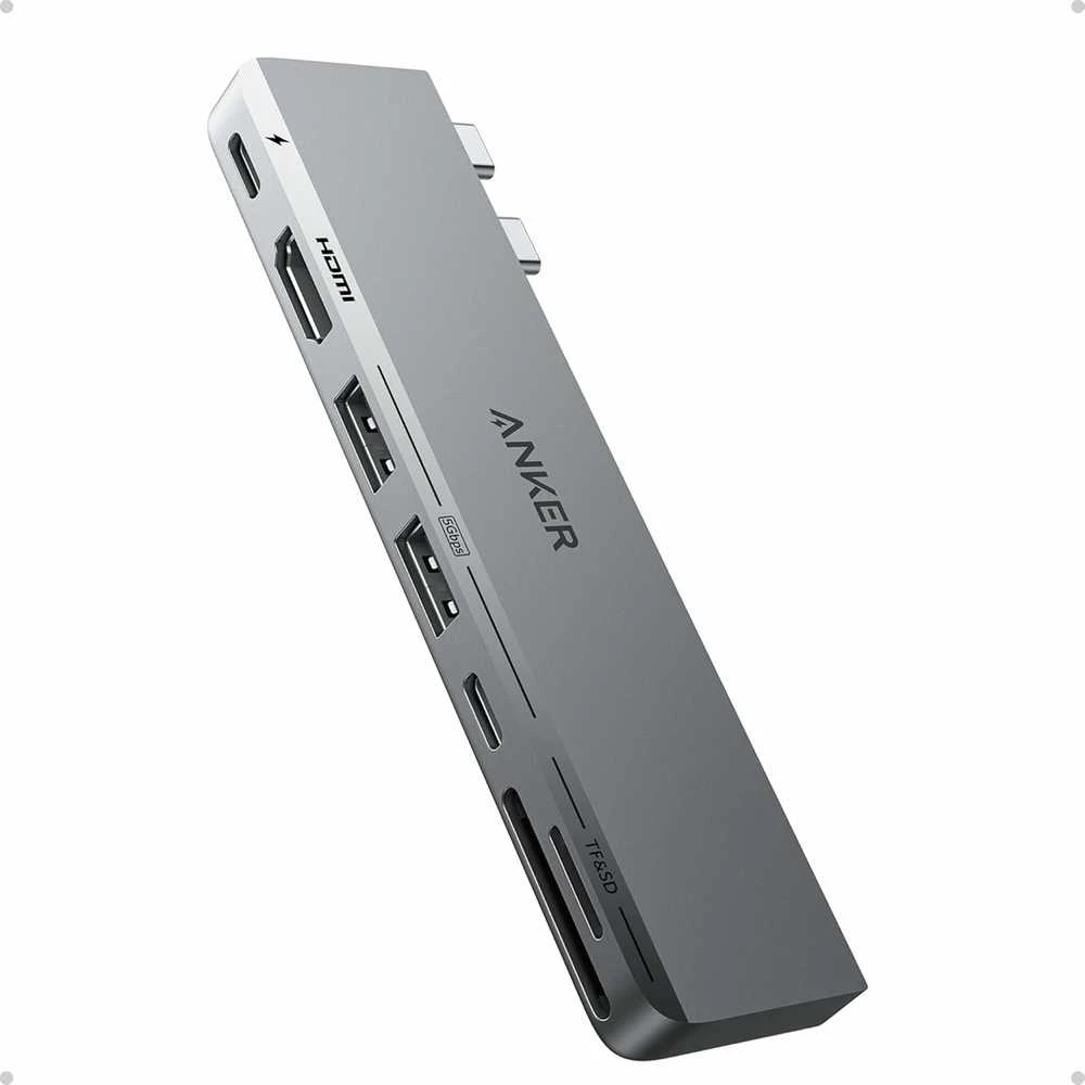 Anker 547 USB-C 7‑in‑2 hubas su HDMI 4K 60 Hz, 100 W PD, skirtas MacBook