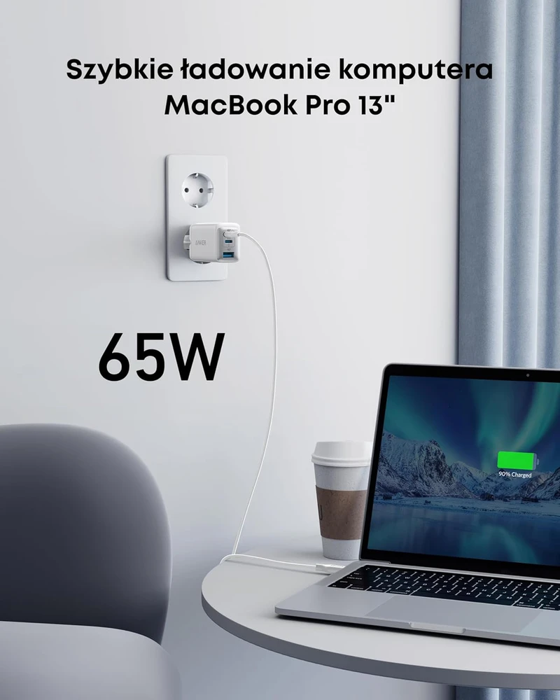 Anker 65W USB-C sieninis kroviklis, 3 jungtys, kompaktiškas GaN II maitinimo šaltinis, A2667311