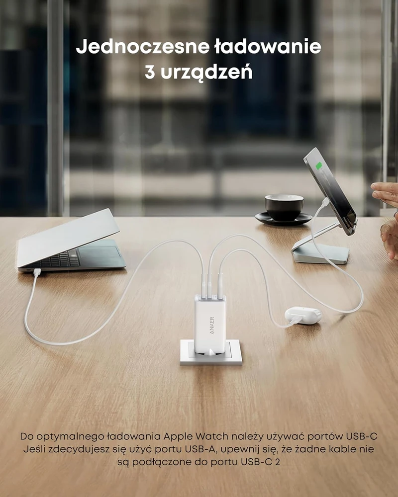 Anker 65W USB-C sieninis kroviklis, 3 jungtys, kompaktiškas GaN II maitinimo šaltinis, A2667311