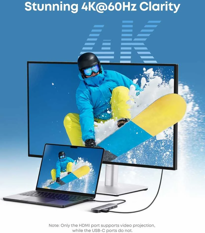Anker 7‑in‑1 USB‑C hubas su HDMI 4K 60 Hz, 100 W PD ir SD/Micro SD skaitytuvu A83D2