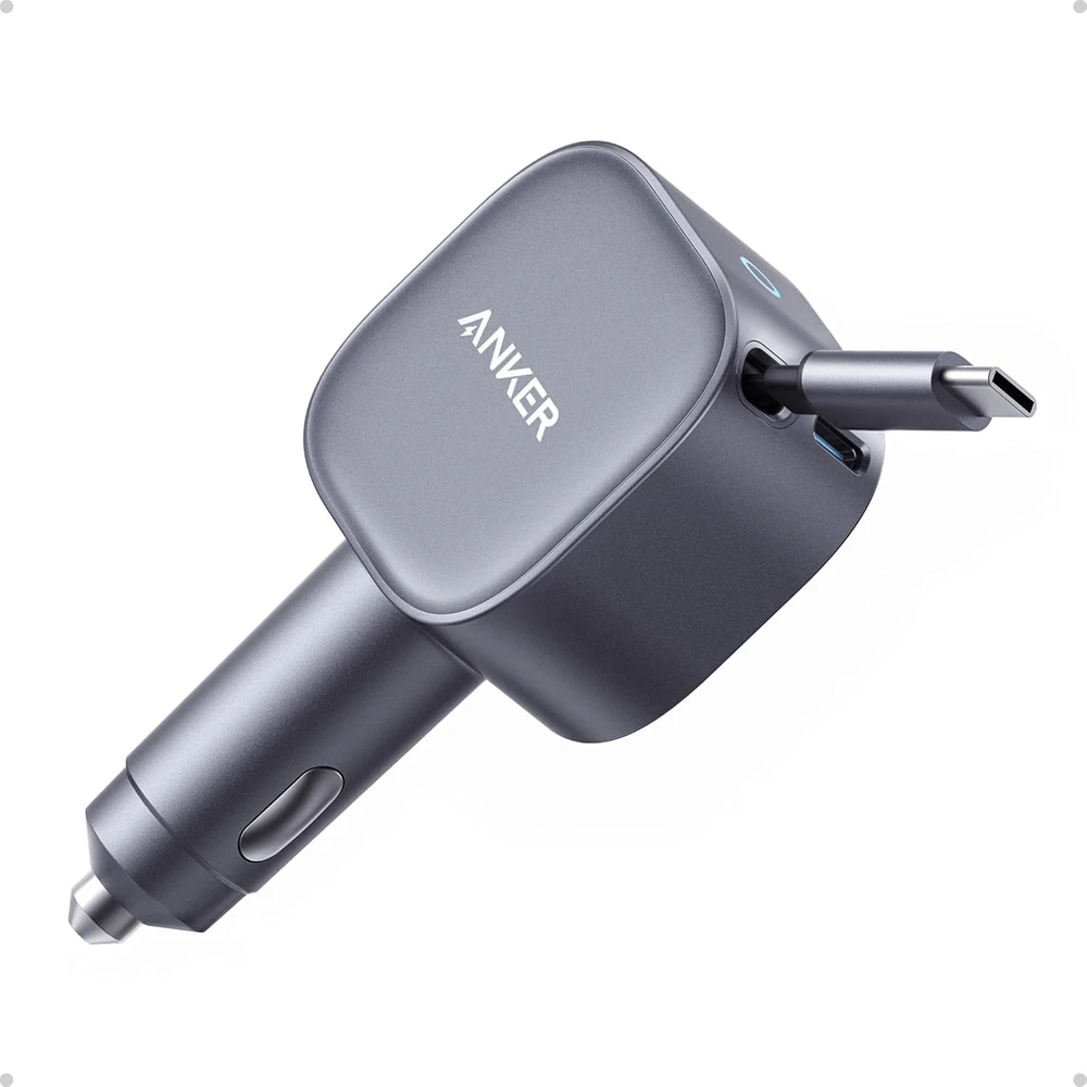 Anker automobilinis USB-C įkroviklis 75 W su 75 cm integruotu laidu ir USB-C jungtimis, ultrakompaktiškas, A2738
