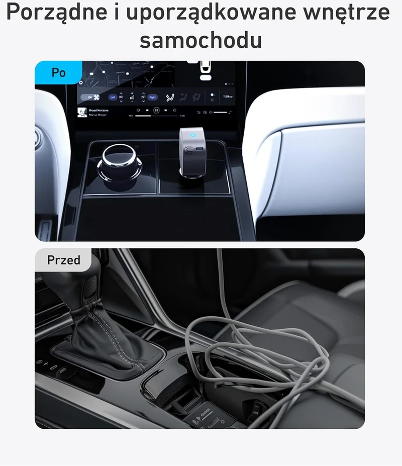 Anker automobilinis USB-C įkroviklis 75 W su 75 cm integruotu laidu ir USB-C jungtimis, ultrakompaktiškas, A2738