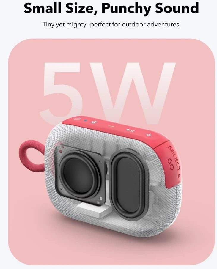 Anker belaidė Bluetooth kolonėlė Select 4 Go IP67, 5 W, iki 20 h veikimo laikas, raudona