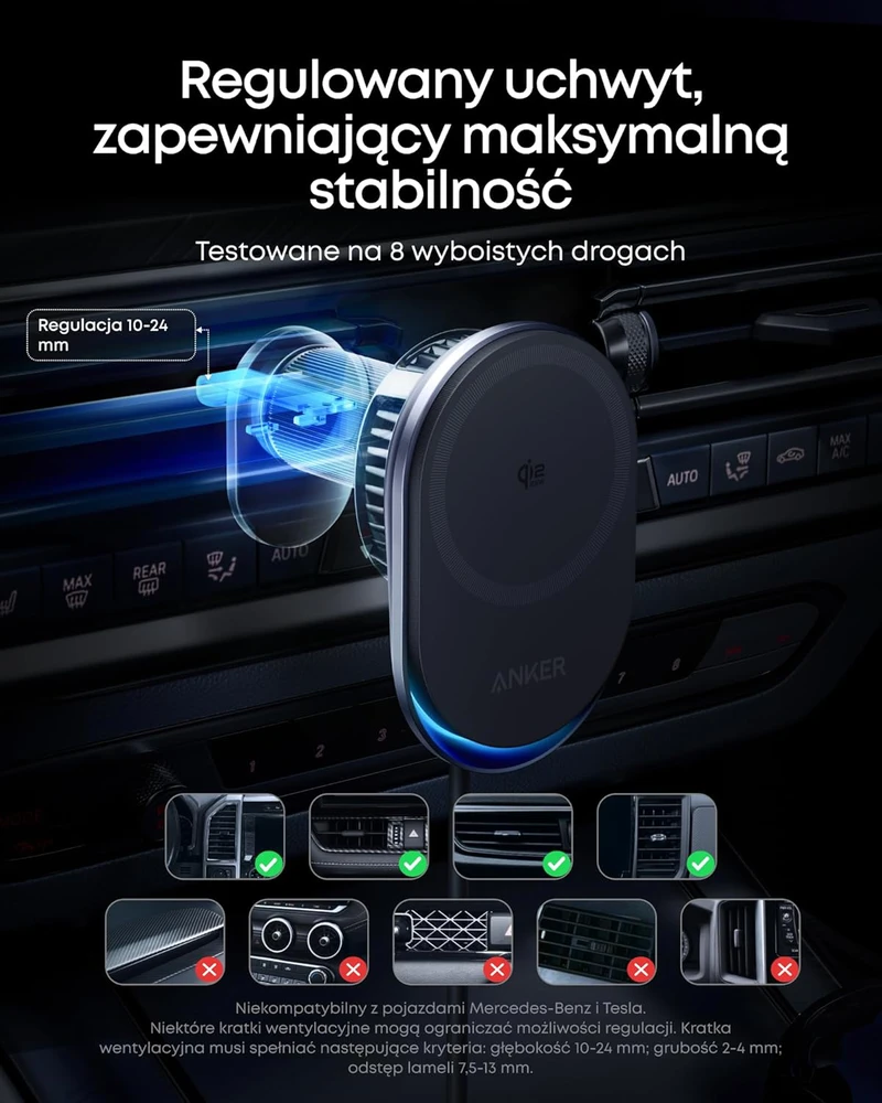 „Anker Prime“ belaidis automobilinis įkroviklis Qi2.2, 25 W belaidis įkrovimas („MagGo“, „AirCool“, „Pad“)