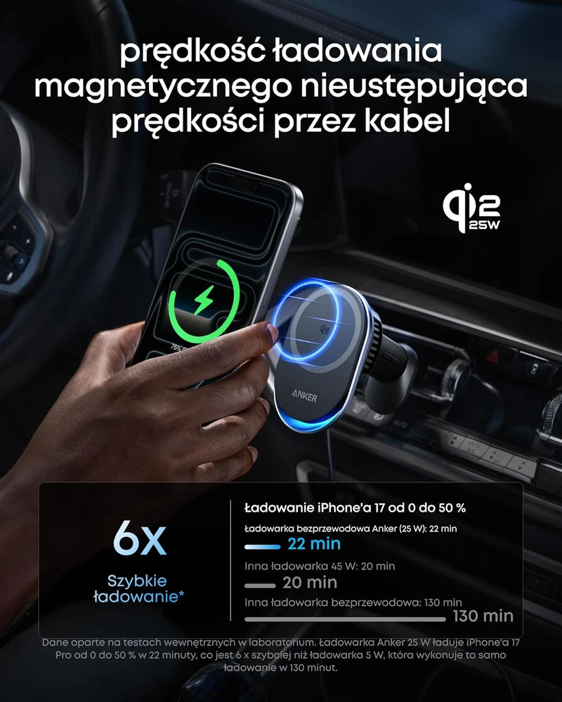 „Anker Prime“ belaidis automobilinis įkroviklis Qi2.2, 25 W belaidis įkrovimas („MagGo“, „AirCool“, „Pad“)