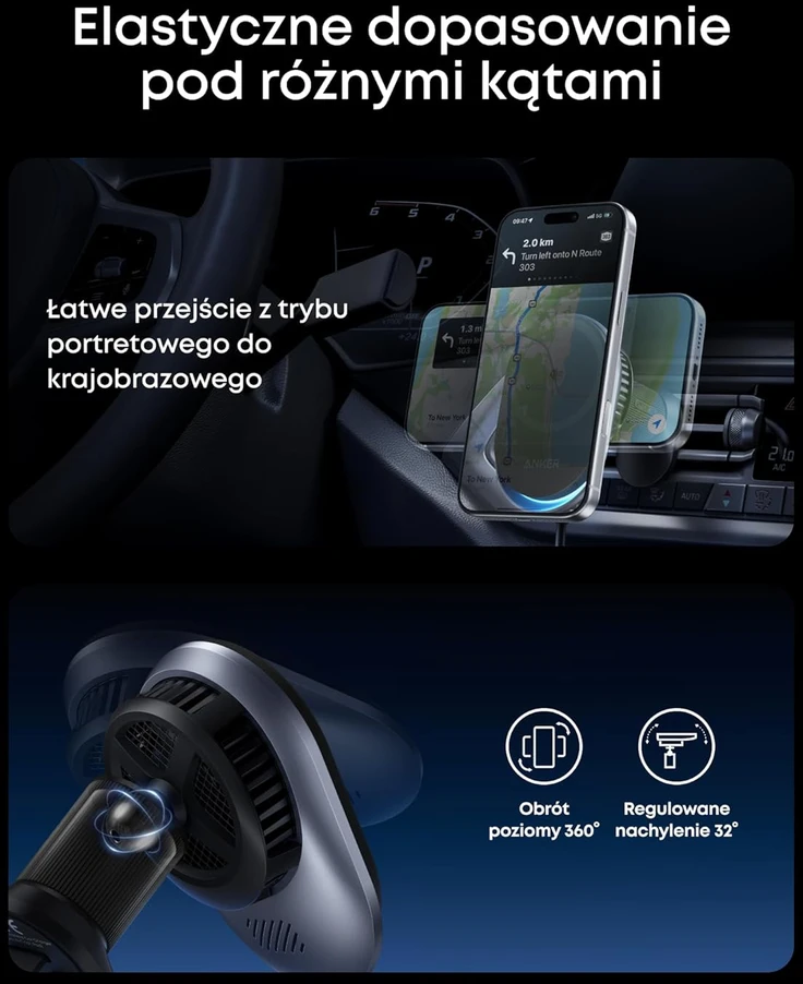 „Anker Prime“ belaidis automobilinis įkroviklis Qi2.2, 25 W belaidis įkrovimas („MagGo“, „AirCool“, „Pad“)