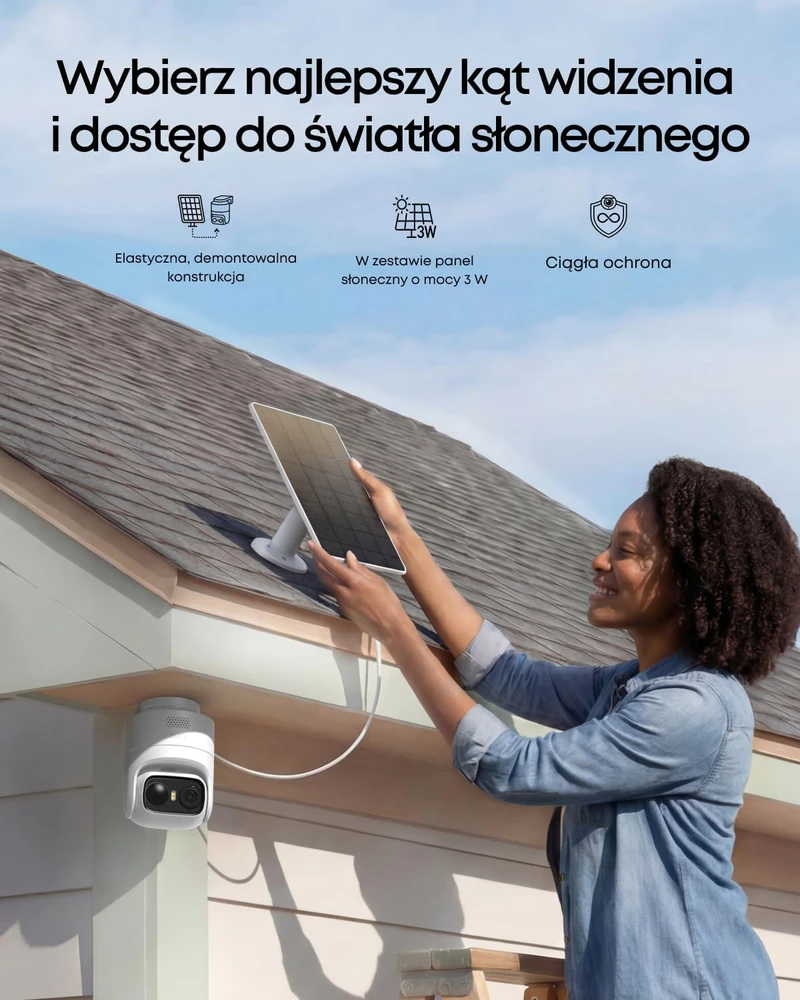 Anker eufyCam C37 lauko stebėjimo kamera su 3 W saulės skydeliu, 2K, 360°, T814X