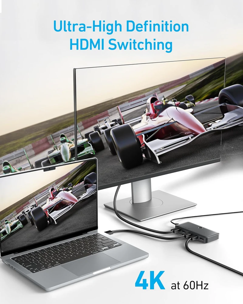 Anker HDMI bi-direkcinis 4K 60 Hz 4×1 jungiklis / skirstytuvas su nuotoliniu valdymu