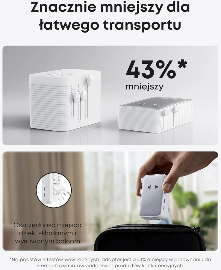 Anker kelioninis adapteris Nano su 5 jungtimis, 20 W USB-C ir kištukais daugiau nei 200 šalių A9215