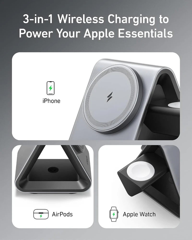 Anker MagGo 737 3 viename belaidė įkrovimo stotelė MagSafe 15 W B25993A1