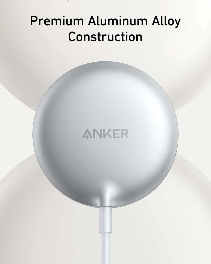 Anker MagGo belaidė magnetinė Qi2 15 W įkrovimo stotelė, USB‑C, balta