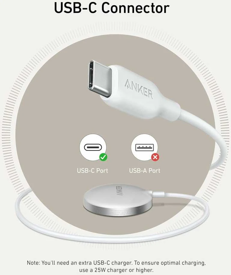 Anker MagGo belaidė magnetinė Qi2 15 W įkrovimo stotelė, USB‑C, balta